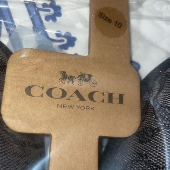 Coach Nib Sz 10 brown Nwt Sig Slippers - Picture 4 of 5